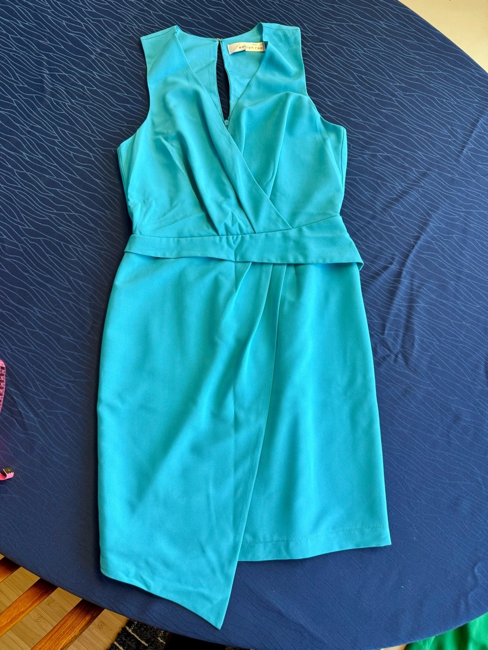 Adelyn Rae Sleeveless Teal Wrap Mini Dress